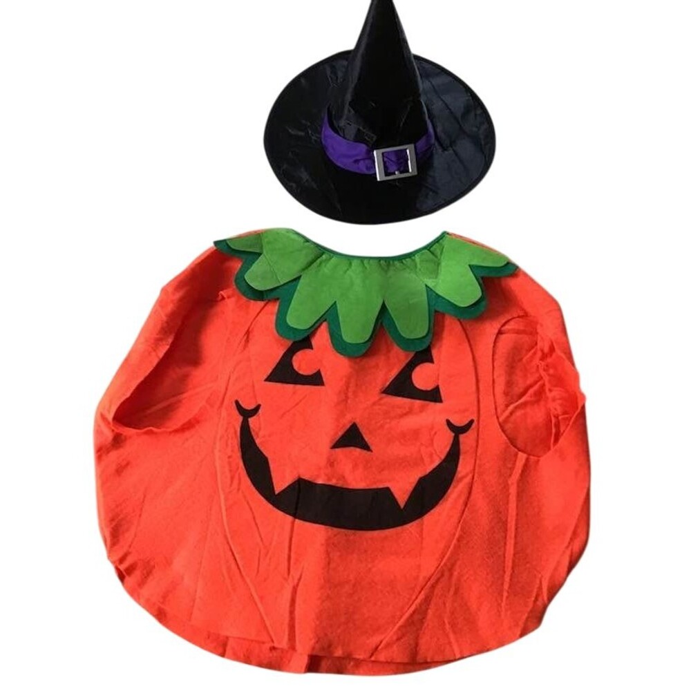 Halloween Costume Child Pumpkin Witch Hat Felt Orange Kid Spooktacular